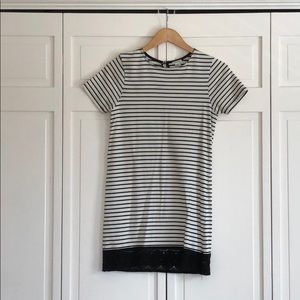Striped - lace bottom t shirt dress - size small
